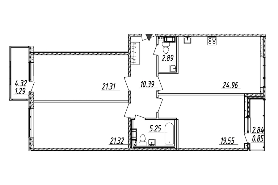 3-комнатная, 108 м² — ЖК ЖК Nobelius (Нобелиус)