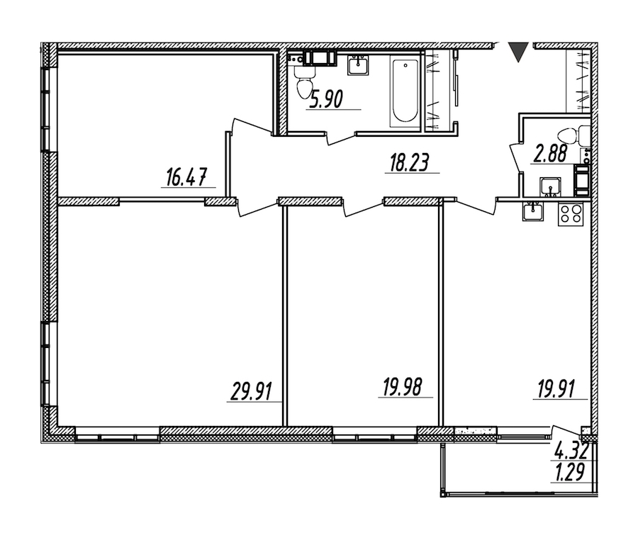 3-комнатная, 115 м² — ЖК ЖК Nobelius (Нобелиус)