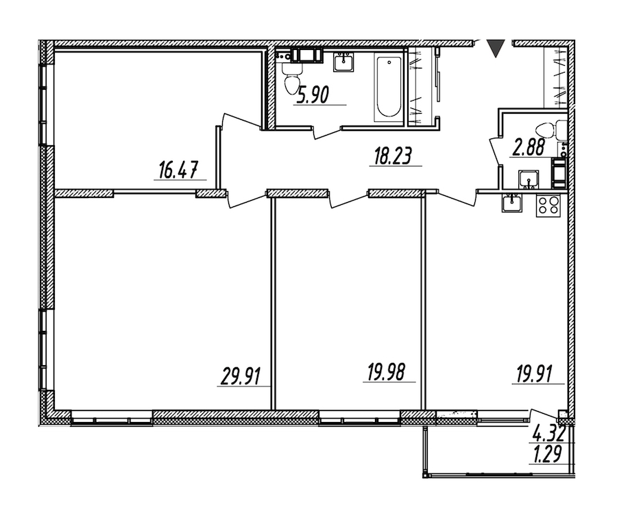 3-комнатная, 115 м² — ЖК ЖК Nobelius (Нобелиус)