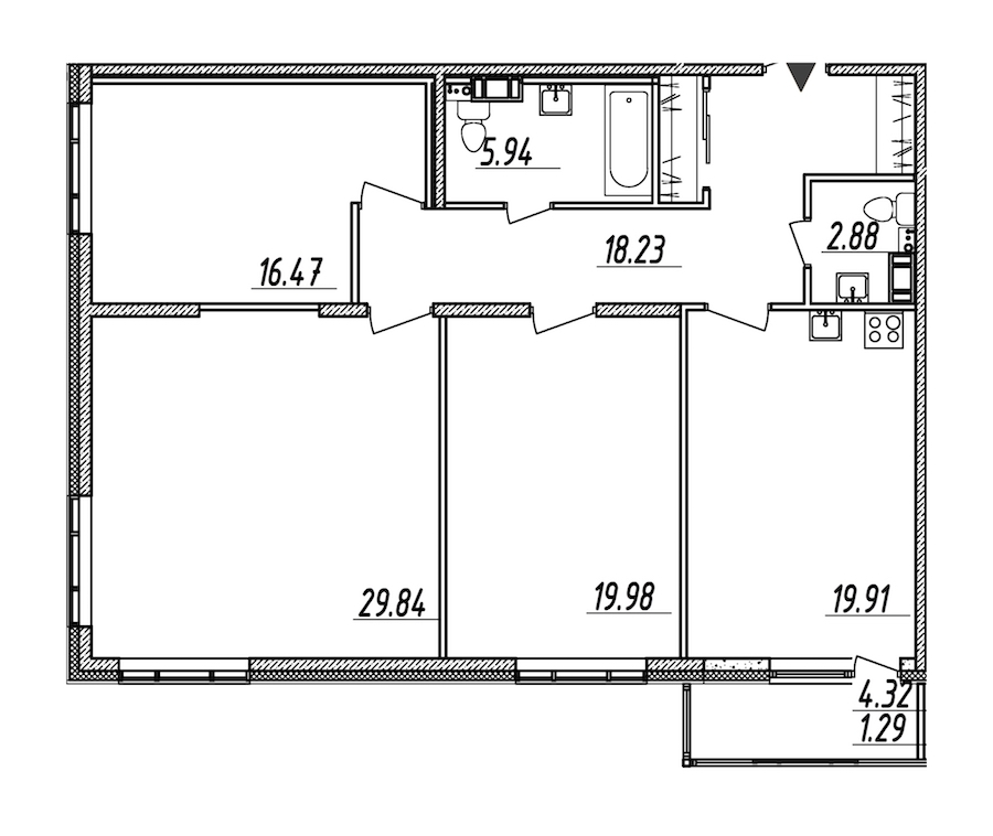 3-комнатная, 115 м² — ЖК ЖК Nobelius (Нобелиус)