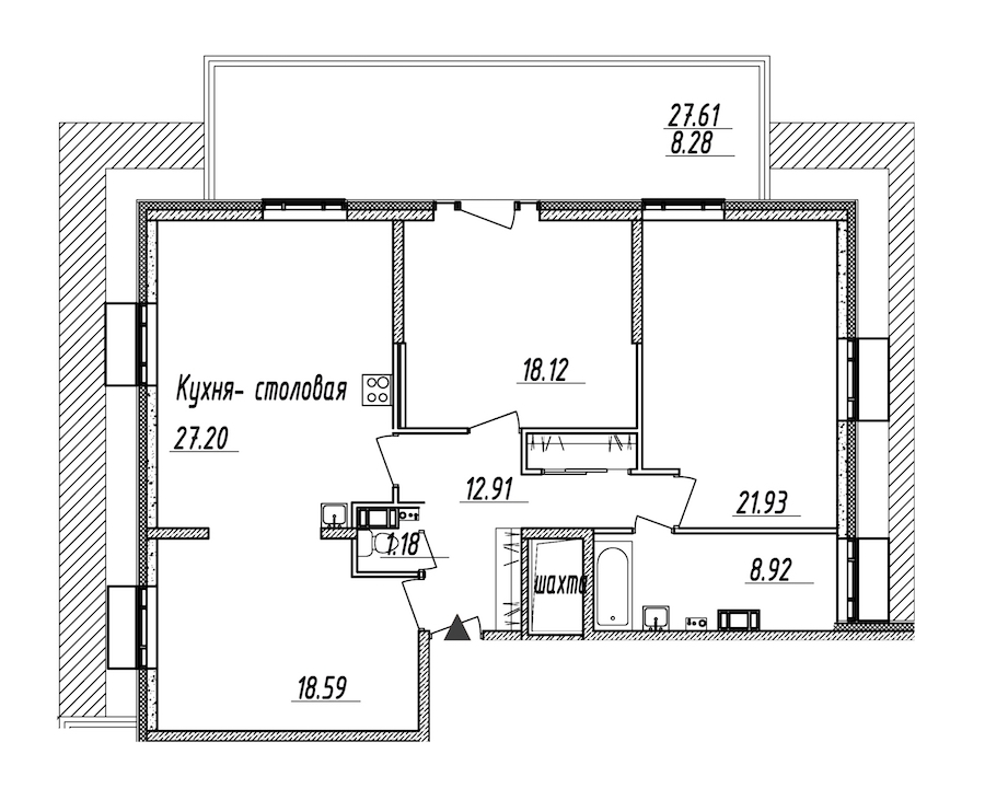 3-комнатная, 117 м² — ЖК ЖК Nobelius (Нобелиус)