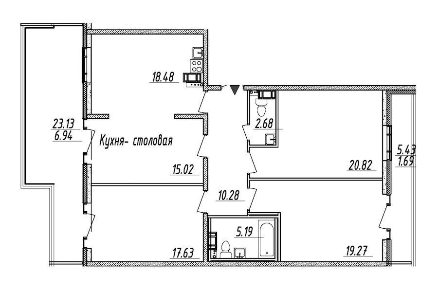4-комнатная, 118 м² — ЖК ЖК Nobelius (Нобелиус)