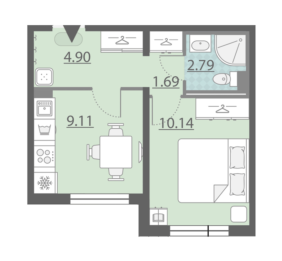 1-комнатная, 29 м² — ЖК ЖК Ручьи