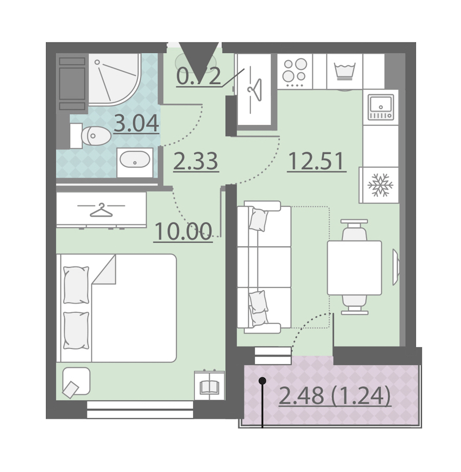 1-комнатная, 30 м² — ЖК ЖК Ручьи