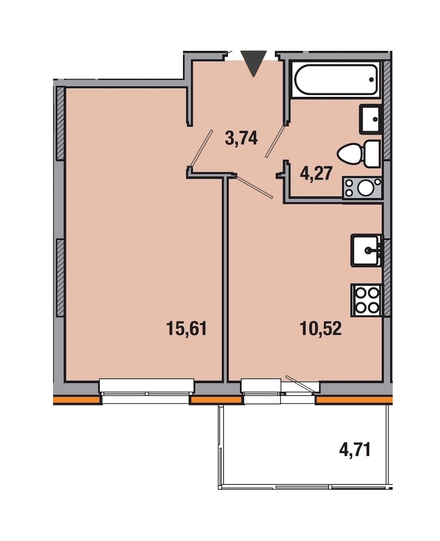 1-комнатная, 34 м² — ЖК ЖК ТАРМО