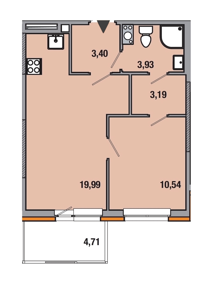 1-комнатная, 41 м² — ЖК ЖК ТАРМО