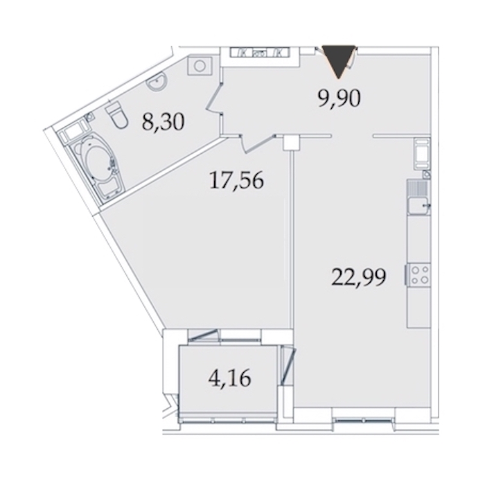 1-комнатная, 63 м² — ЖК МФК Аватар (МФК Avatar)