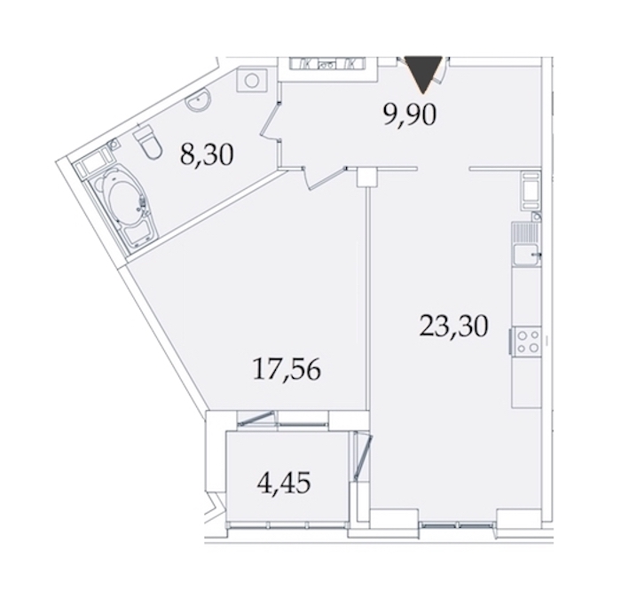 1-комнатная, 64 м² — ЖК МФК Аватар (МФК Avatar)