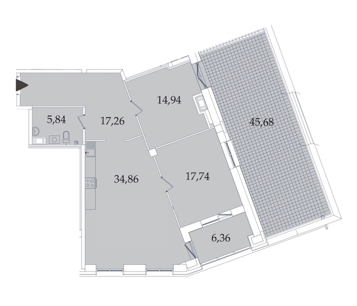 2-комнатная, 141 м² — ЖК МФК Аватар (МФК Avatar)
