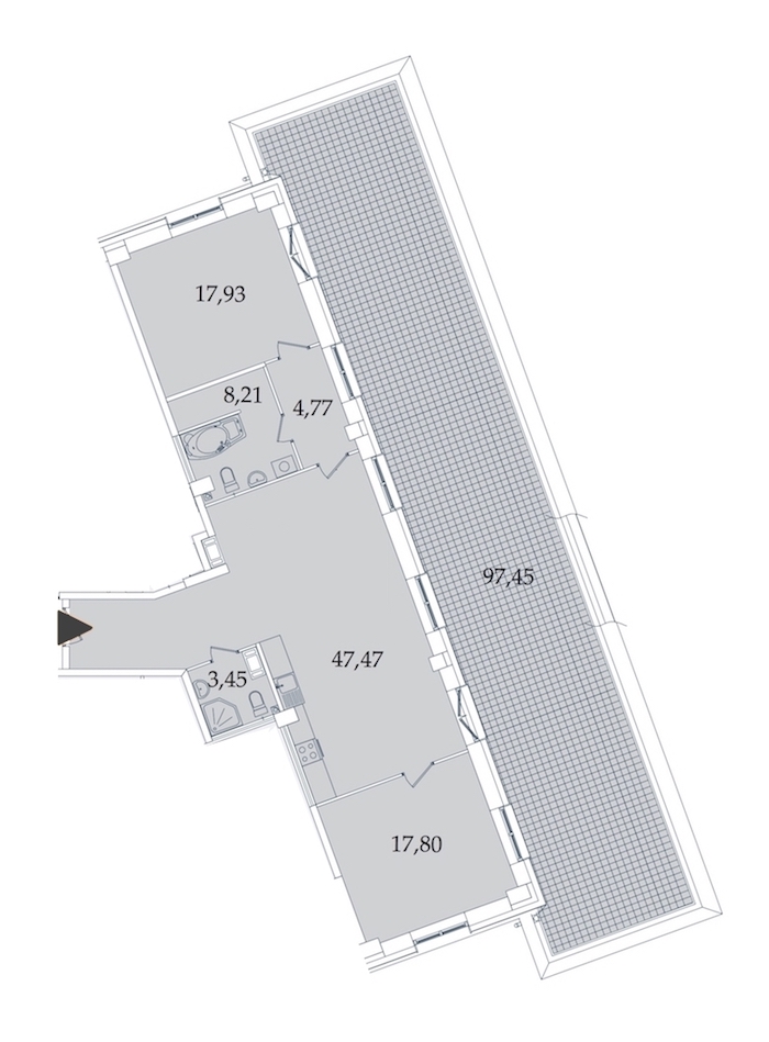 2-комнатная, 198 м² — ЖК МФК Аватар (МФК Avatar)