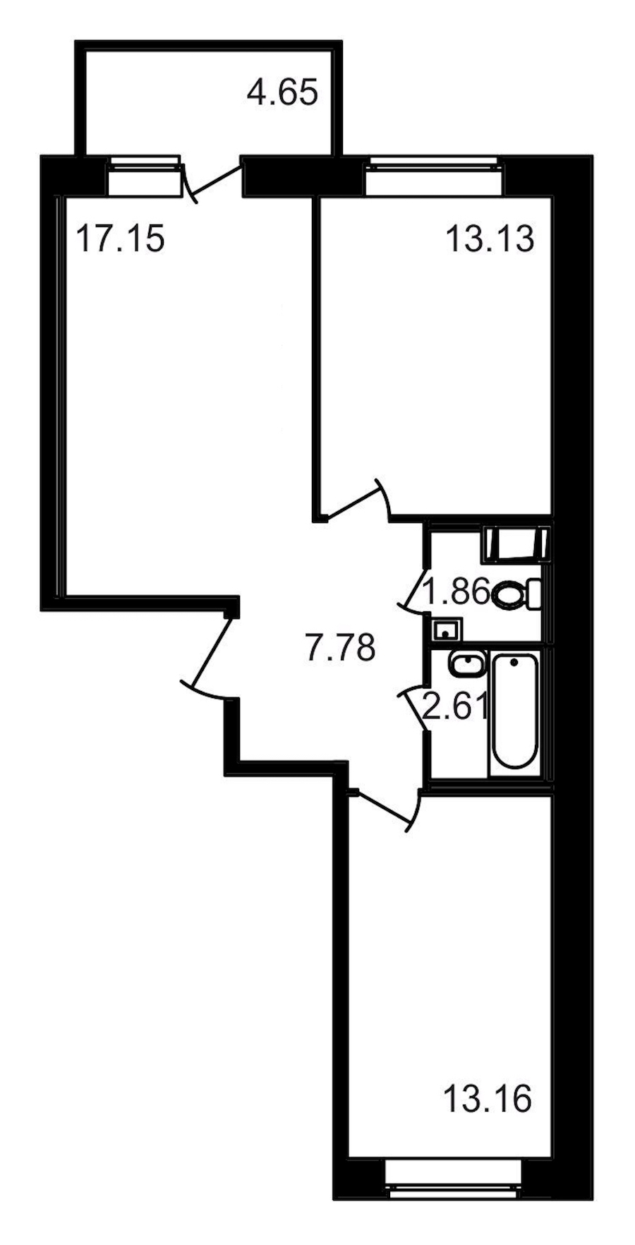 2-комнатная, 60 м² — ЖК ЖК Северный