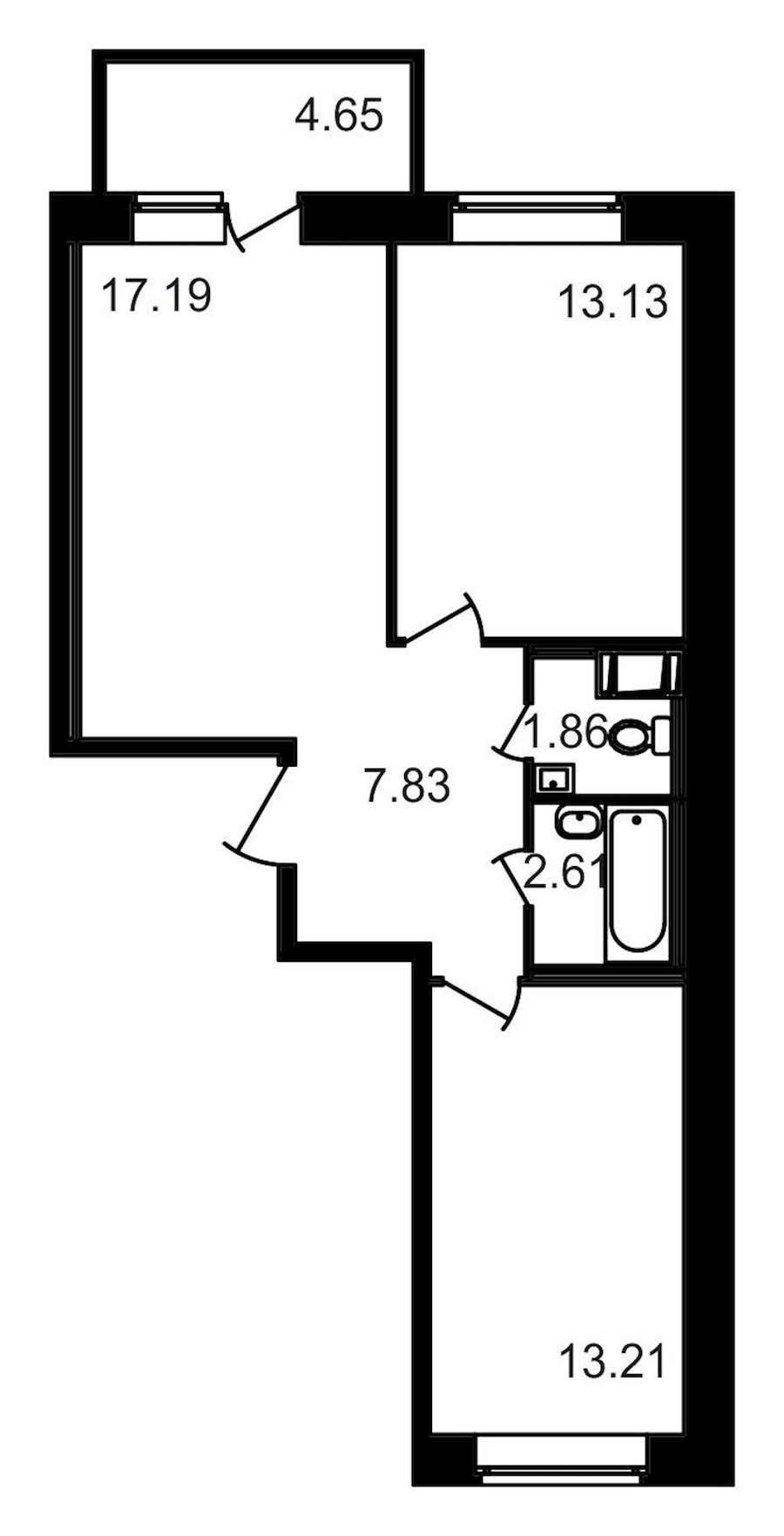 2-комнатная, 60 м² — ЖК ЖК Северный