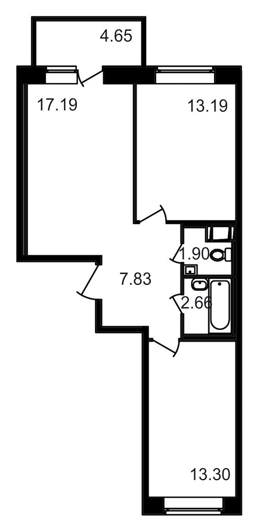 2-комнатная, 61 м² — ЖК ЖК Северный