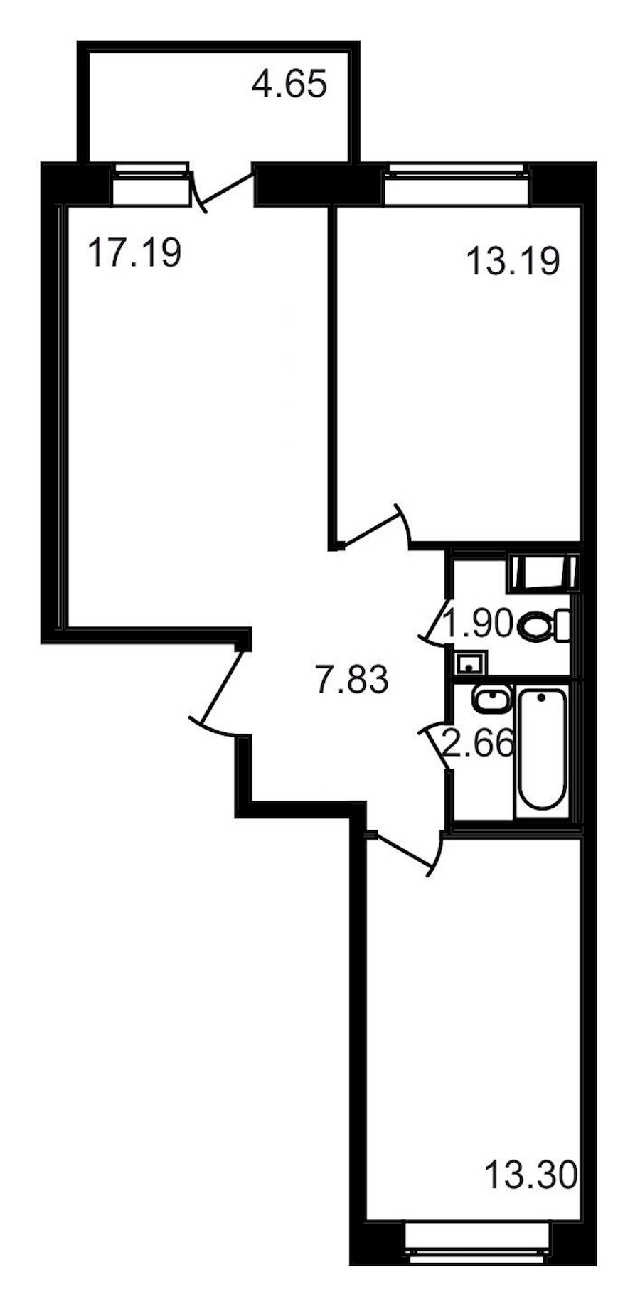 2-комнатная, 61 м² — ЖК ЖК Северный
