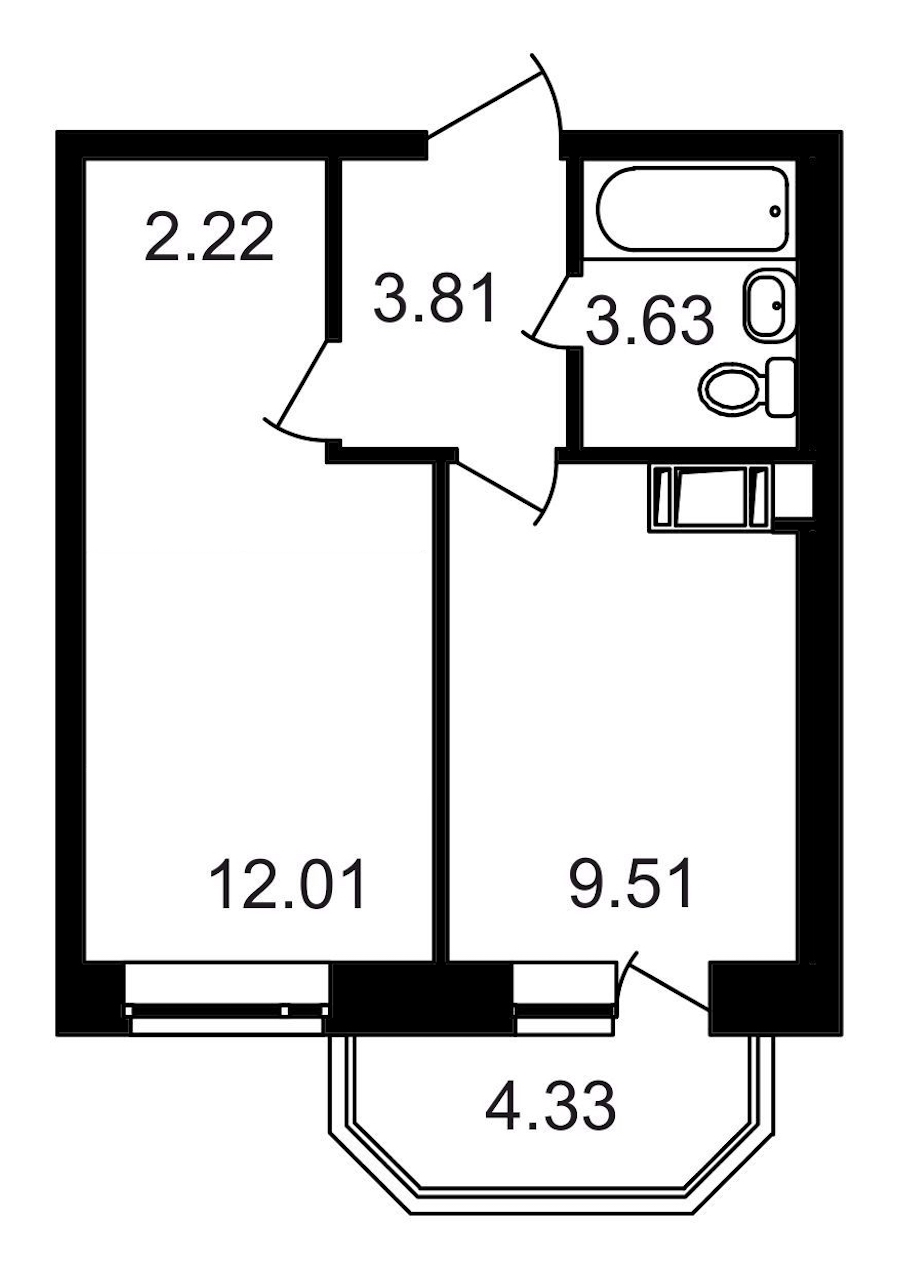1-комнатная, 35 м² — ЖК ЖК Северный