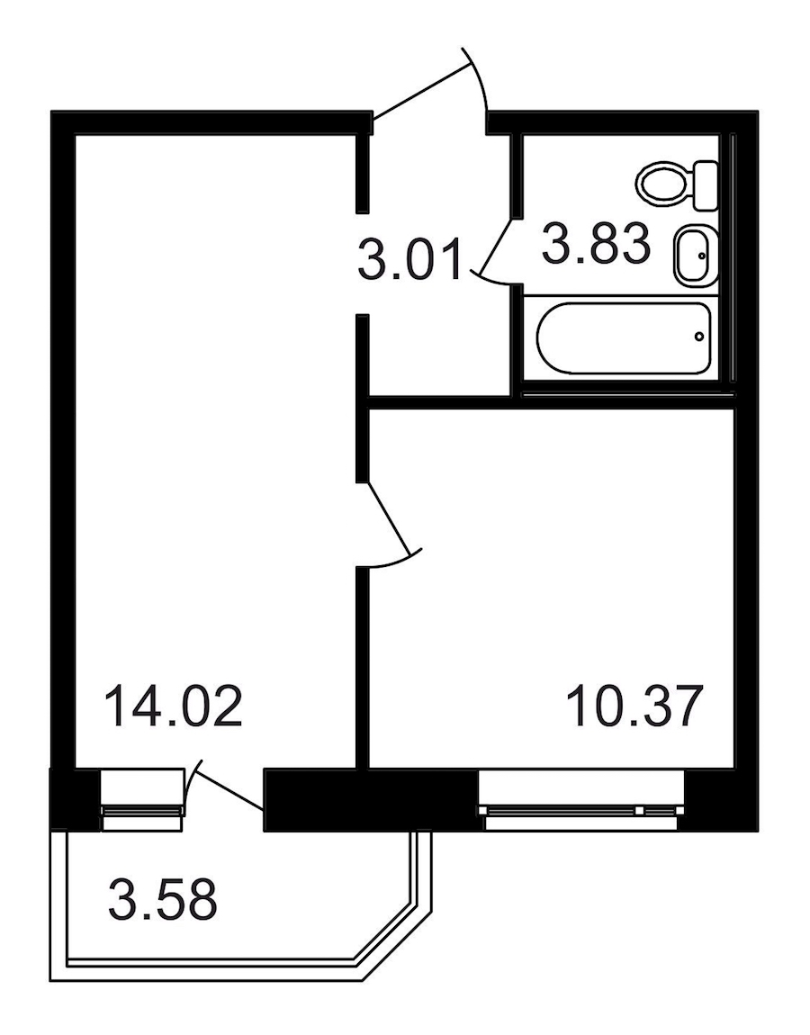 1-комнатная, 35 м² — ЖК ЖК Северный