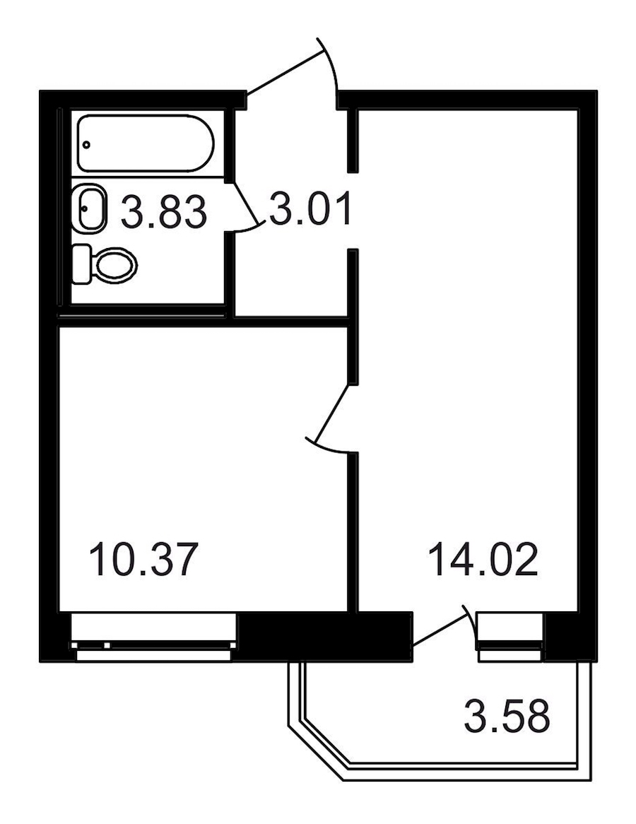 1-комнатная, 35 м² — ЖК ЖК Северный