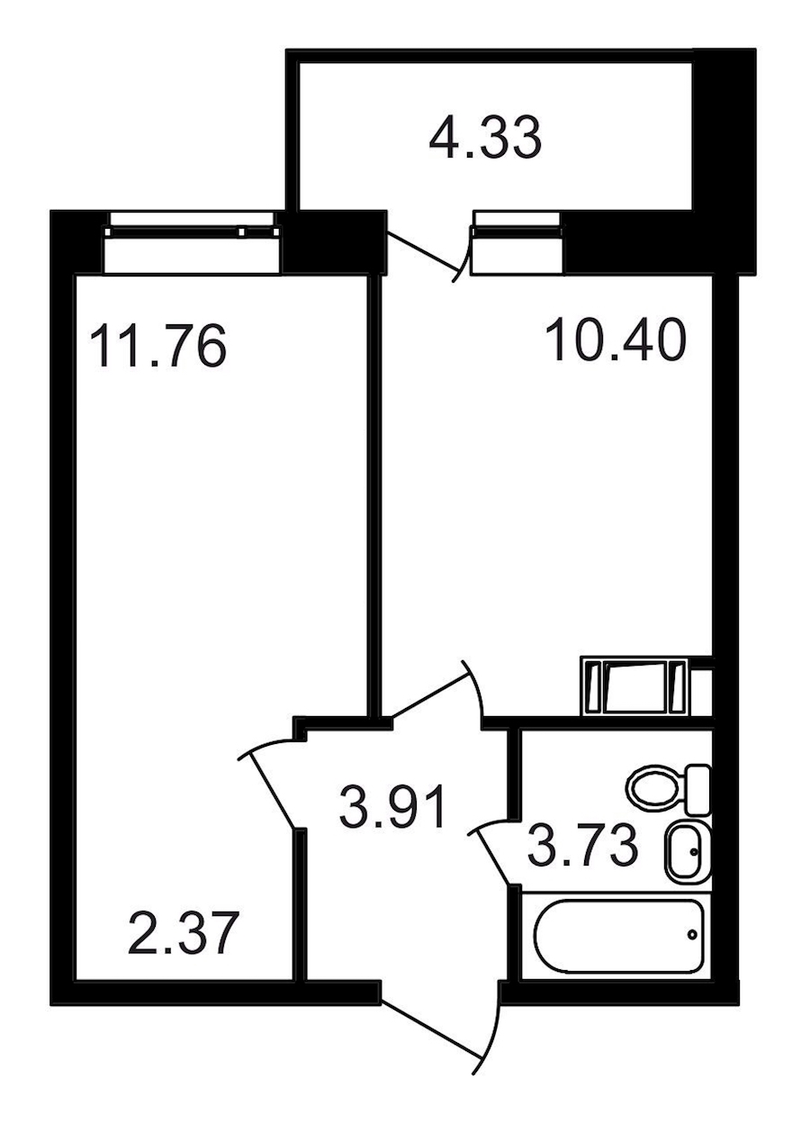 1-комнатная, 37 м² — ЖК ЖК Северный