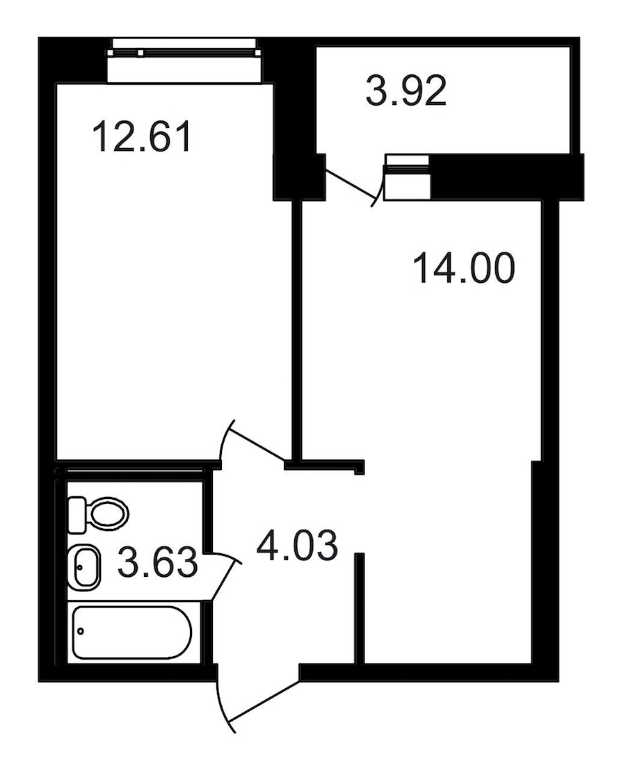 1-комнатная, 38 м² — ЖК ЖК Северный