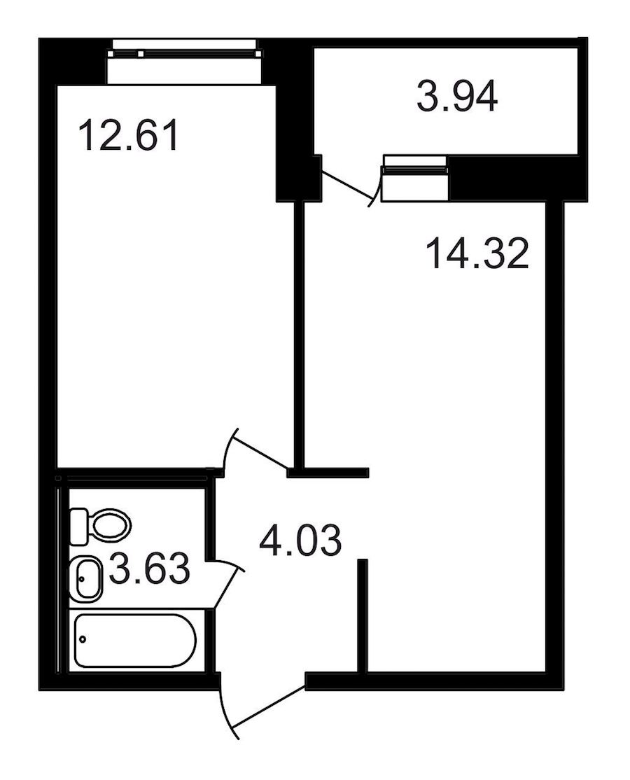 1-комнатная, 39 м² — ЖК ЖК Северный
