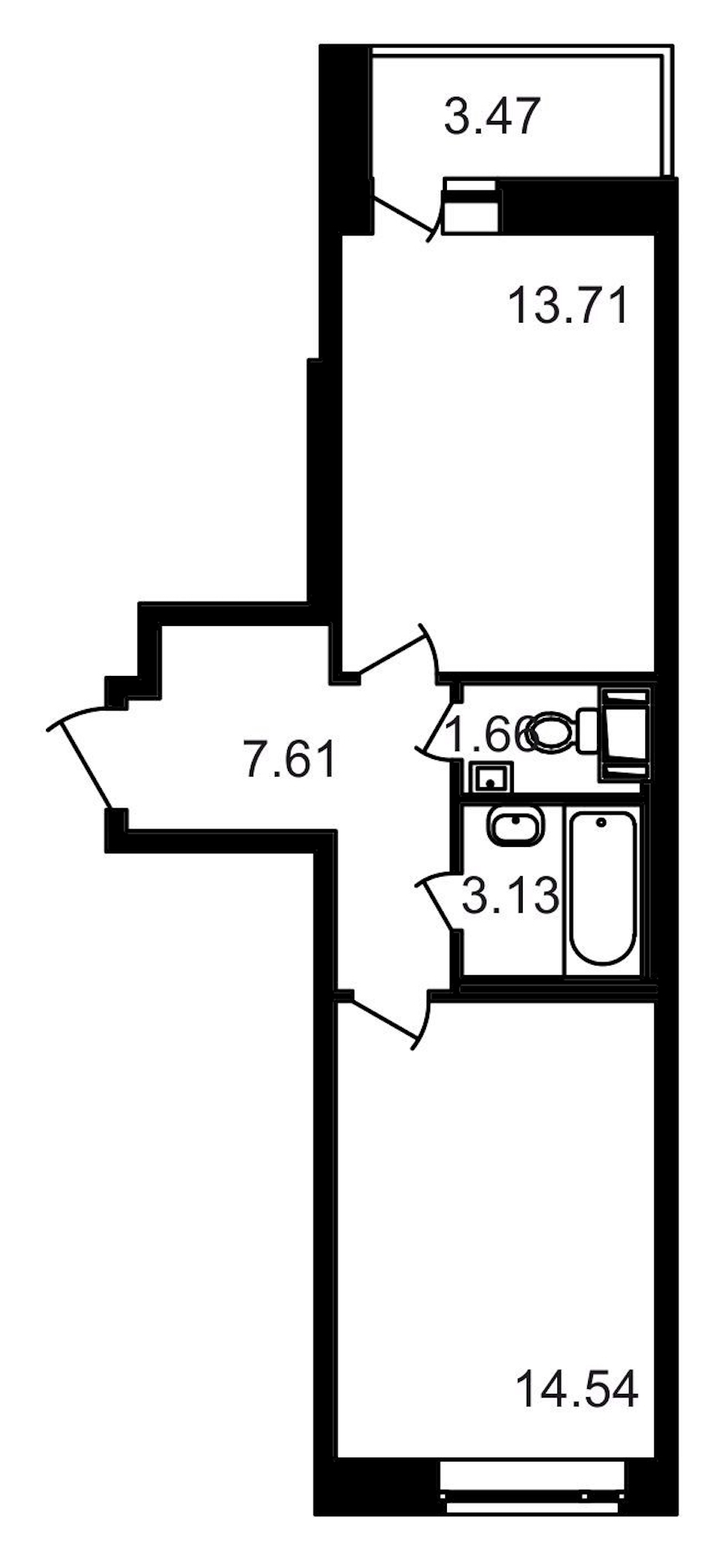 1-комнатная, 44 м² — ЖК ЖК Северный