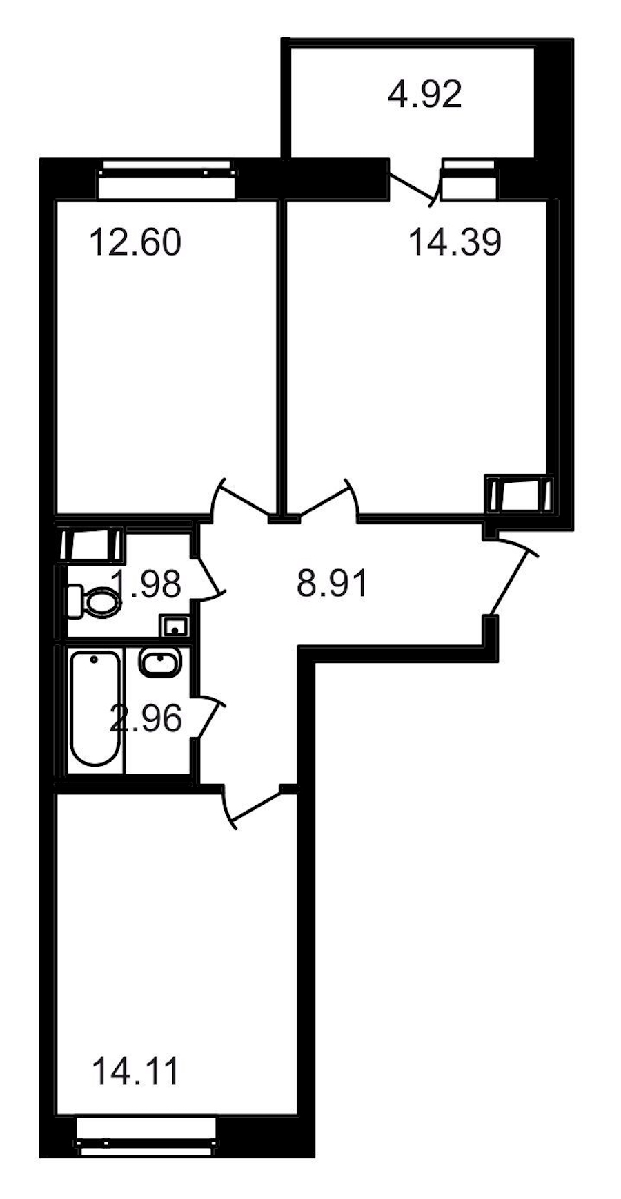 2-комнатная, 60 м² — ЖК ЖК Северный