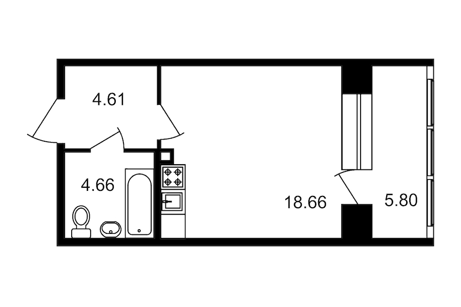 Студия, 34 м² — ЖК Клубный дом Волковский