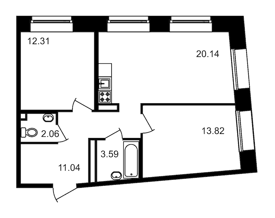 2-комнатная, 63 м² — ЖК Клубный дом Волковский