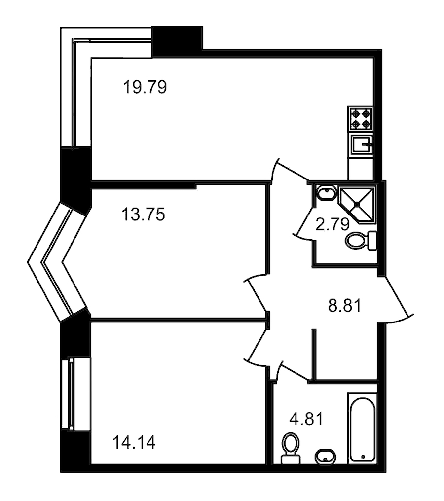 2-комнатная, 64 м² — ЖК Клубный дом Волковский
