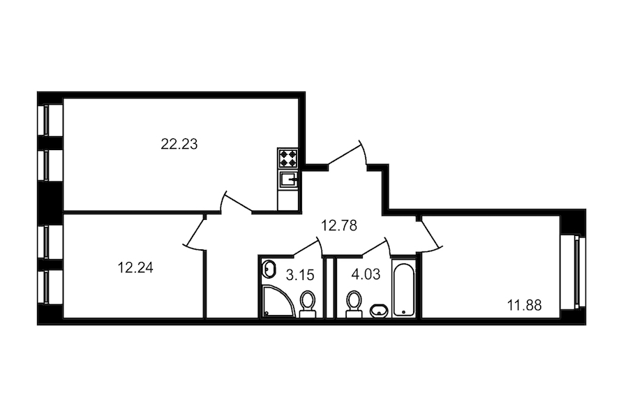 2-комнатная, 66 м² — ЖК Клубный дом Волковский