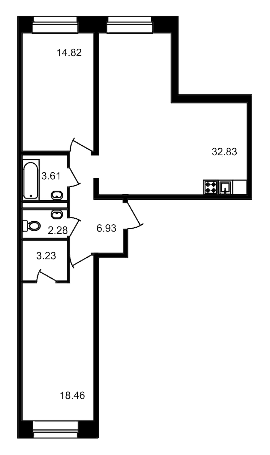 2-комнатная, 82 м² — ЖК Клубный дом Волковский
