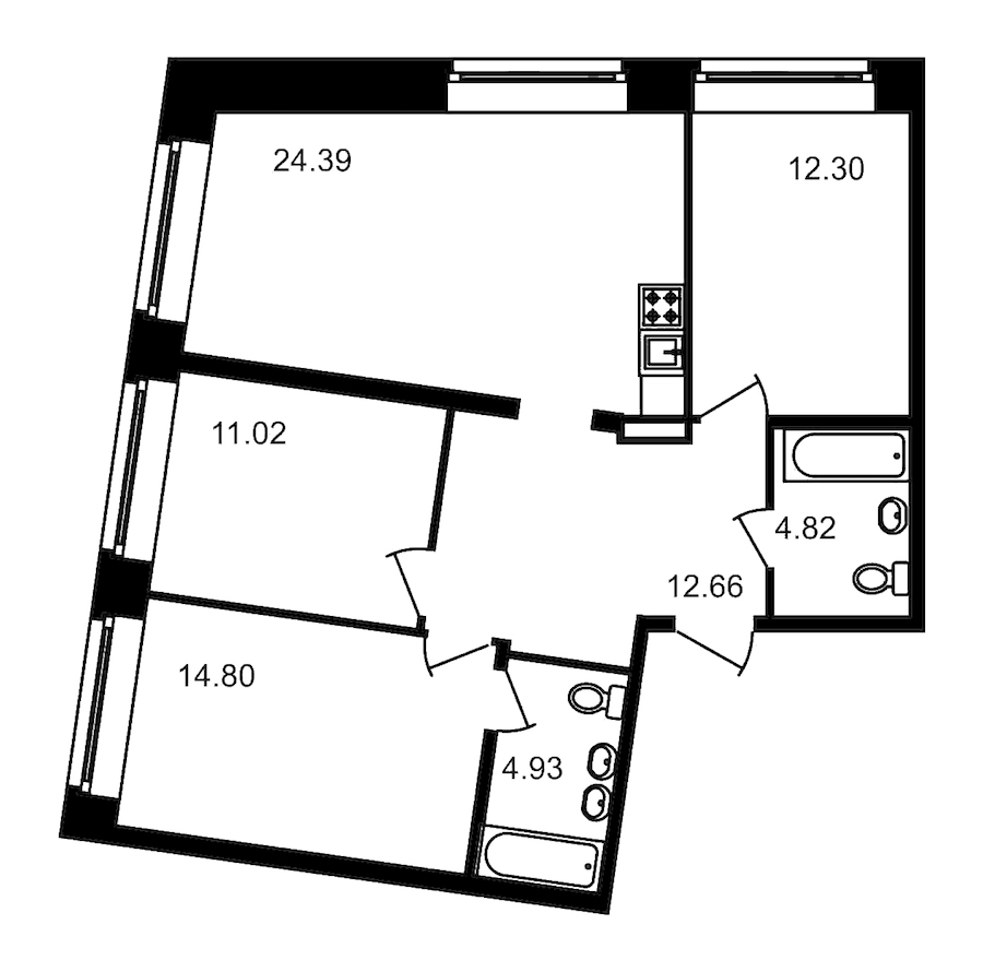 3-комнатная, 85 м² — ЖК Клубный дом Волковский
