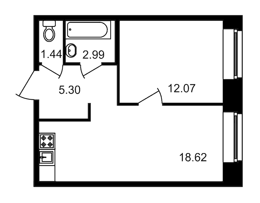 3-комнатная, 87 м² — ЖК Клубный дом Волковский