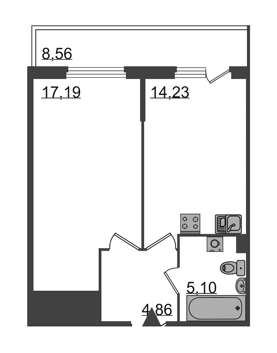 1-комнатная, 44 м² — ЖК Клубный дом Б57