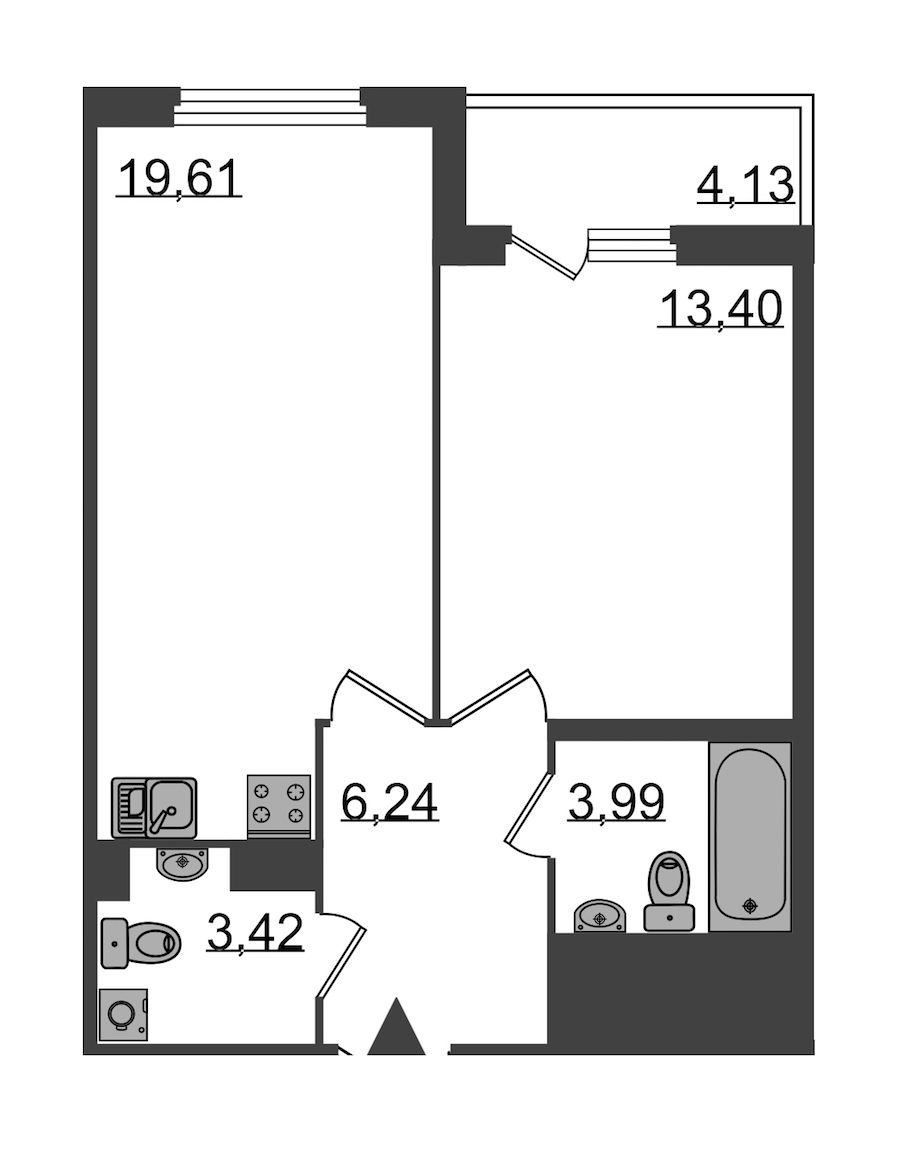 1-комнатная, 49 м² — ЖК Клубный дом Б57
