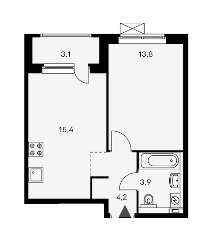 1-комнатная, 39 м² — ЖК ЖК Орловский парк