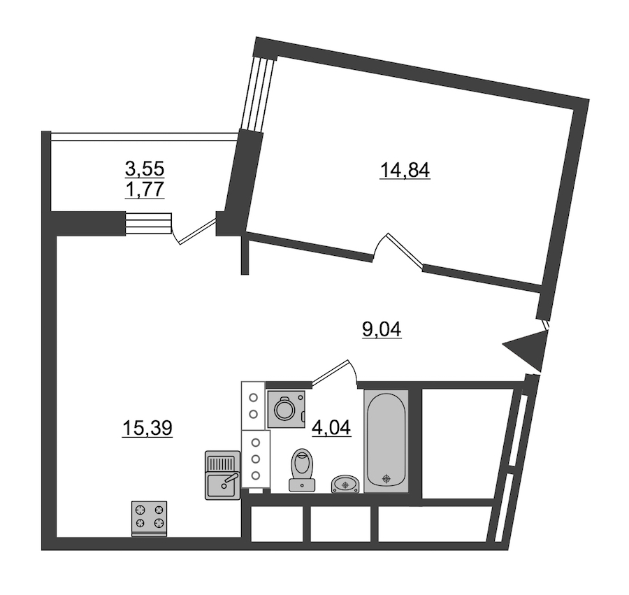 1-комнатная, 45 м² — ЖК ЖК ID Мурино (Айди Мурино)
