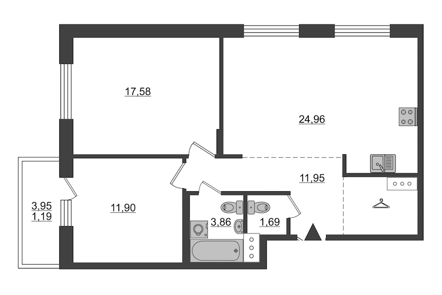 2-комнатная, 73 м² — ЖК ЖК ID Мурино (Айди Мурино)