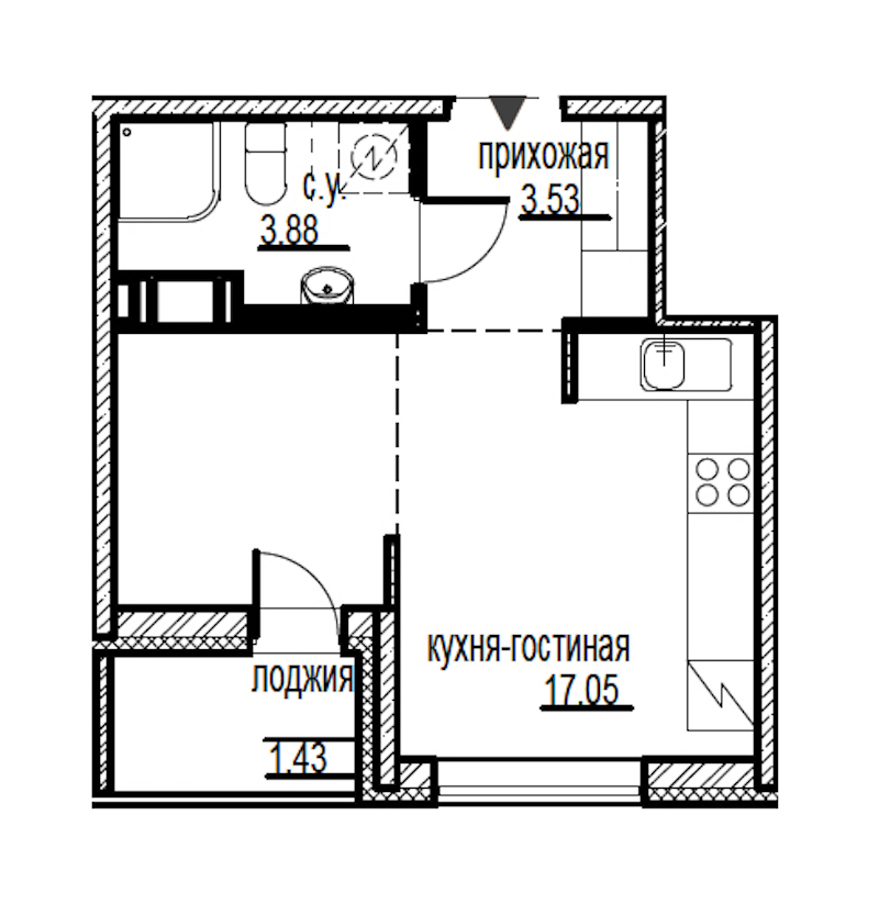 Студия, 26 м² — ЖК ЖК ID Мурино (Айди Мурино)