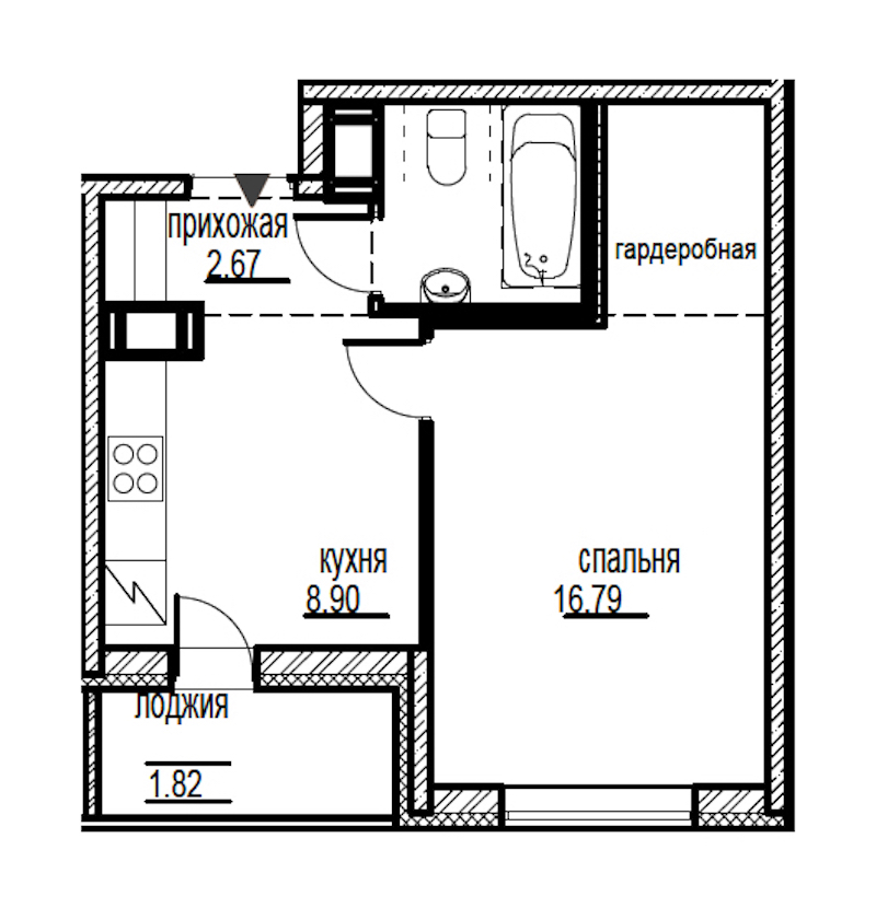 1-комнатная, 34 м² — ЖК ЖК ID Мурино (Айди Мурино)