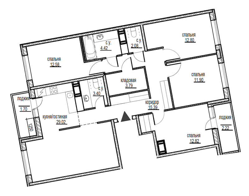 4-комнатная, 112 м² — ЖК ЖК ID Мурино (Айди Мурино)