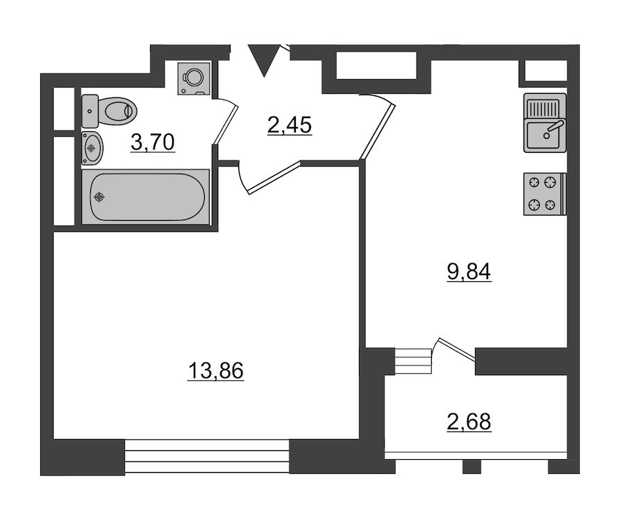 1-комнатная, 31 м² — ЖК ЖК Нью Тайм (New Time)