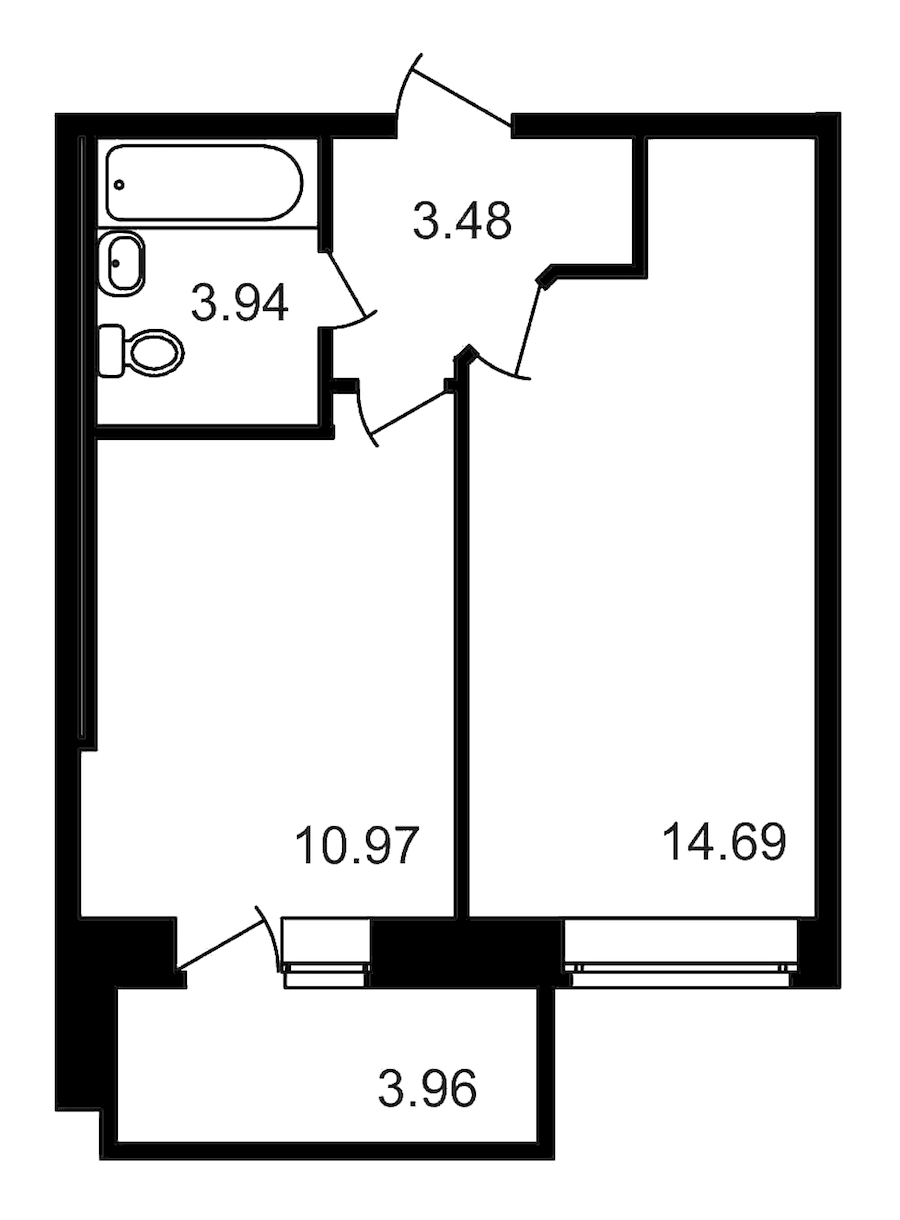 1-комнатная, 37 м² — ЖК ЖК Северный