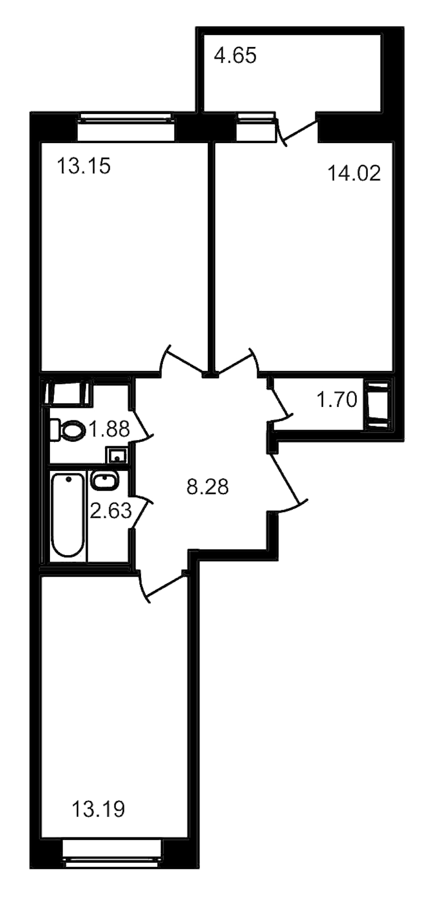 2-комнатная, 60 м² — ЖК ЖК Северный