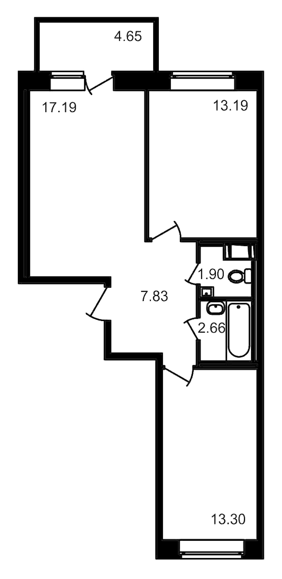 2-комнатная, 61 м² — ЖК ЖК Северный