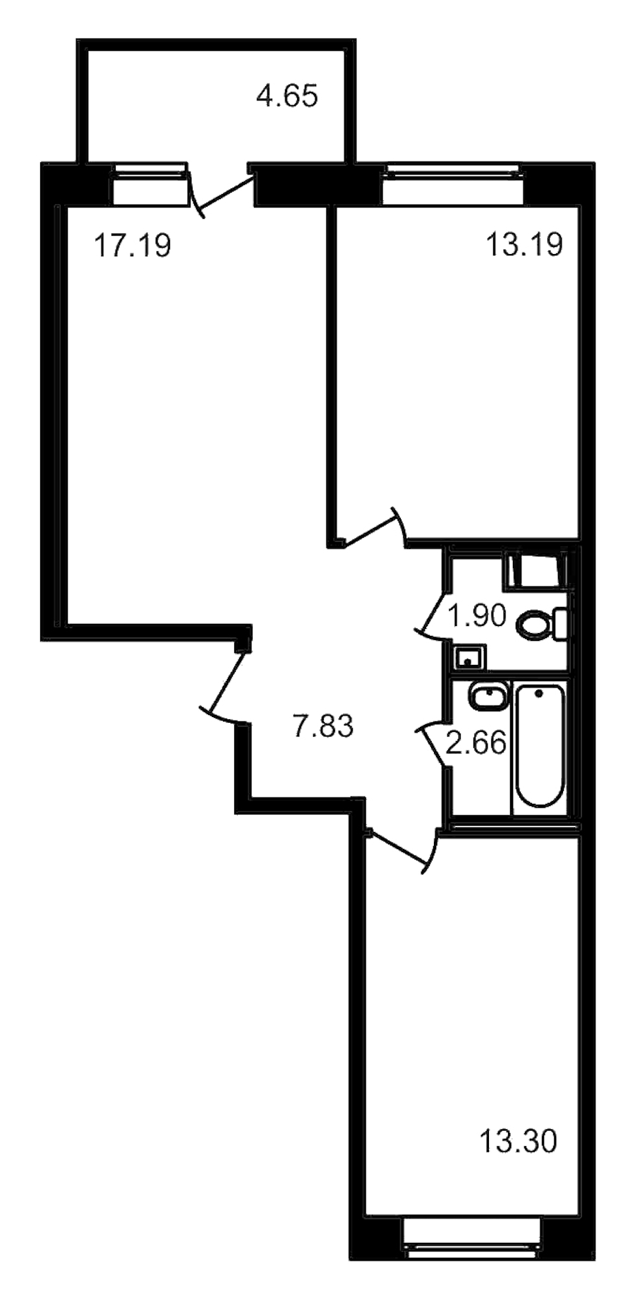 2-комнатная, 61 м² — ЖК ЖК Северный