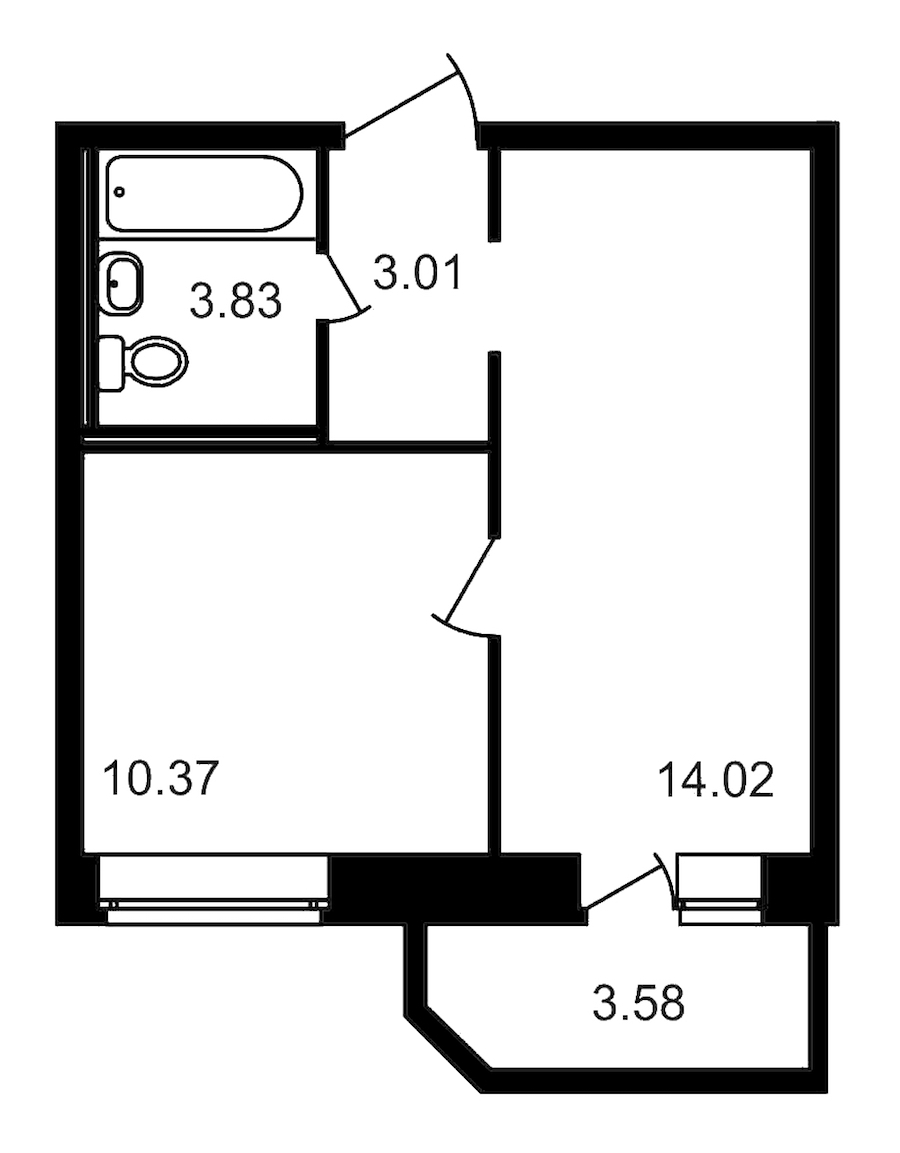 1-комнатная, 35 м² — ЖК ЖК Северный