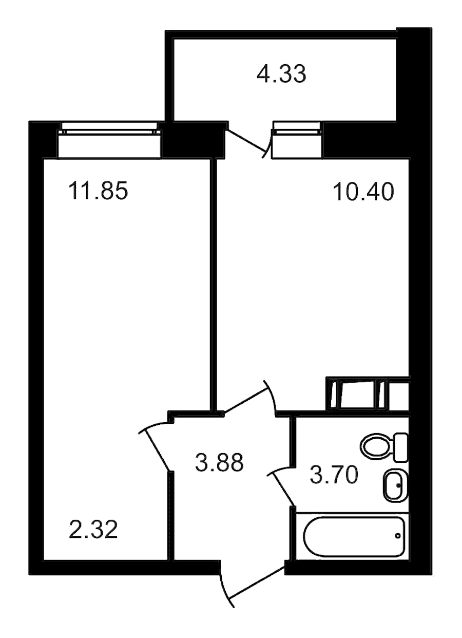1-комнатная, 36 м² — ЖК ЖК Северный