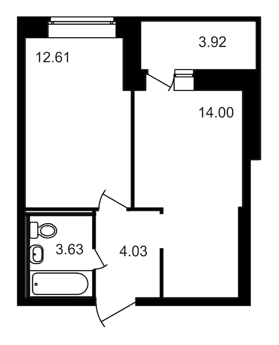 1-комнатная, 38 м² — ЖК ЖК Северный