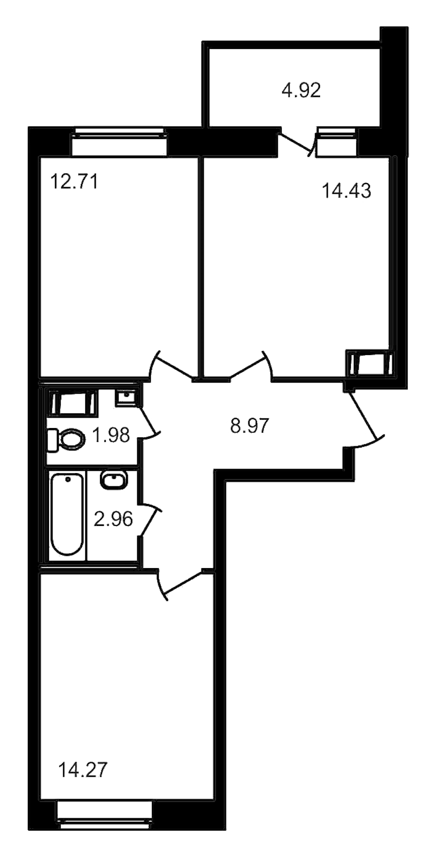 2-комнатная, 60 м² — ЖК ЖК Северный
